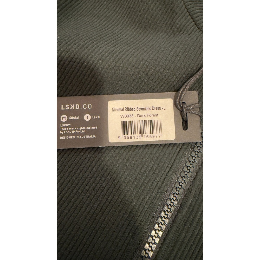 LSKD Minimal‎ Ribbed Seamless Dress Dark Forest Green Quarter Zip Size L NEW NWT - Picture 5 of 14